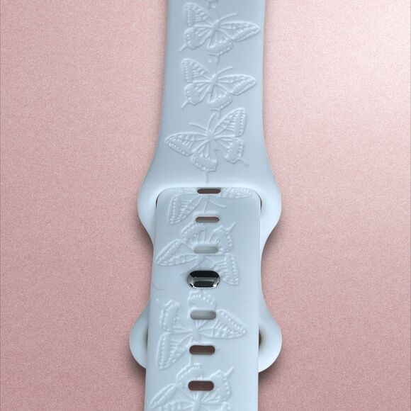 Apple Watch Band Butterfly Silicone Strap Buckle White 42/44/45/49mm NWT - Picture 3 of 10